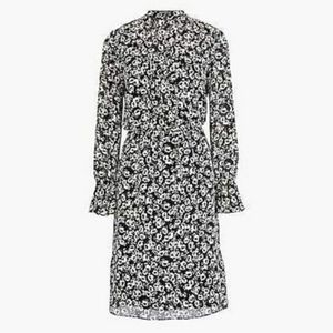 NEW! J.CREW MERCANTILE DRAPEY TIE-FRONT DRESS IN BLACK IVORY PRINT  Medium